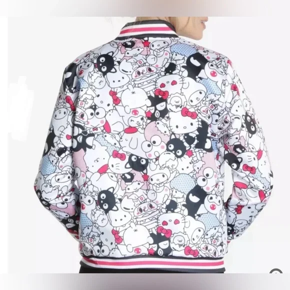 Japan LA Hello Kitty Sanrio lightly used Reversible Satin Bomber Jacket - Picture 2 of 9
